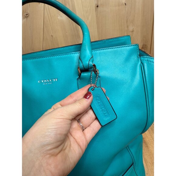 COACH Legacy Leather Tanner Tote 19924, Turquoise Blue XL - Picture 6 of 13